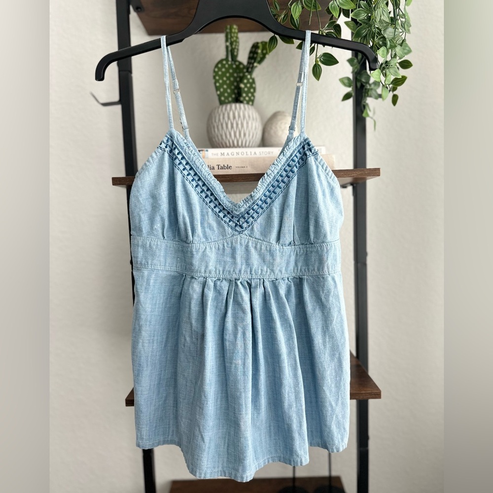 Women’s Abercrombie and Fitch, denim baby doll style tank size large.